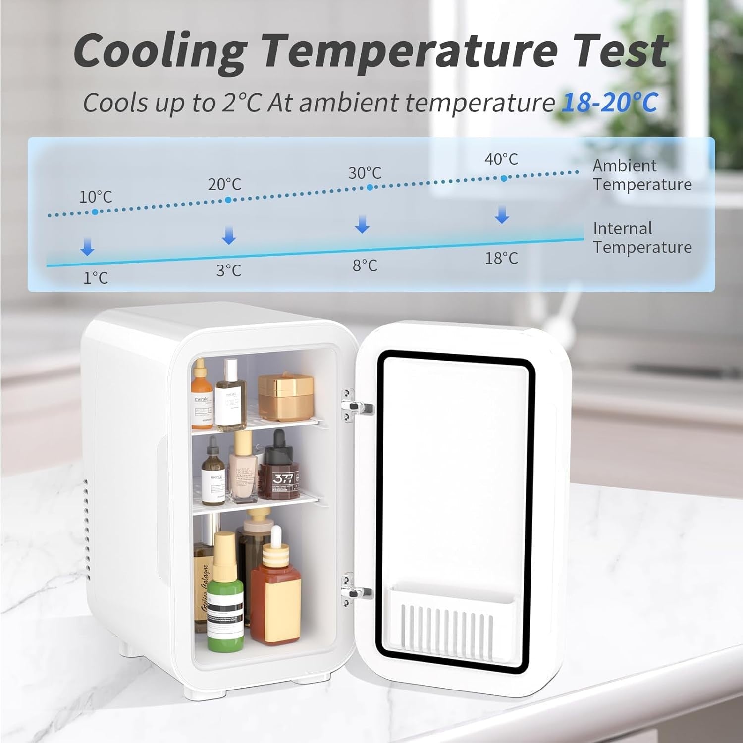 6L Mini Fridge Portable AC/DC Cooler Warmer Bedroom Skincare White