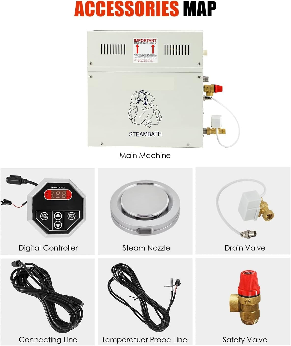 6KW Steam Sauna Generator 220V w/ LED Controller – Home & Spa Steam Unit