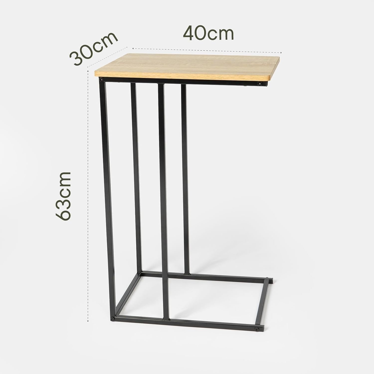 Space-Saving Light Wood C-Shaped Sofa Side Table – Multi-Use End Table