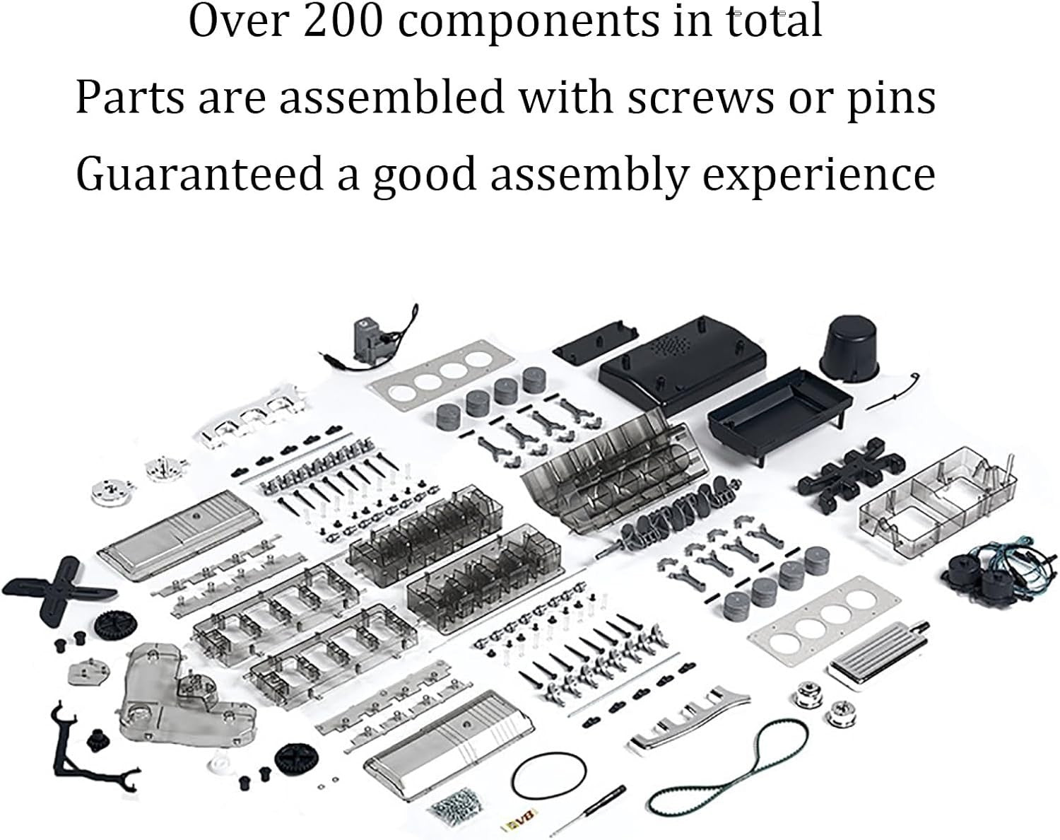 V8 Engine Model Kit LED Sound Base DIY Build STEM Educational Gift