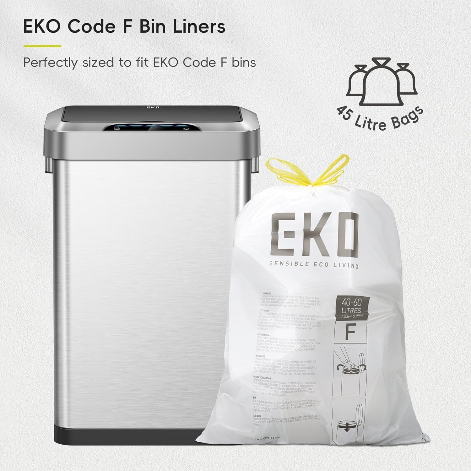 45L Stainless Steel SensorBin Silver Soft Close