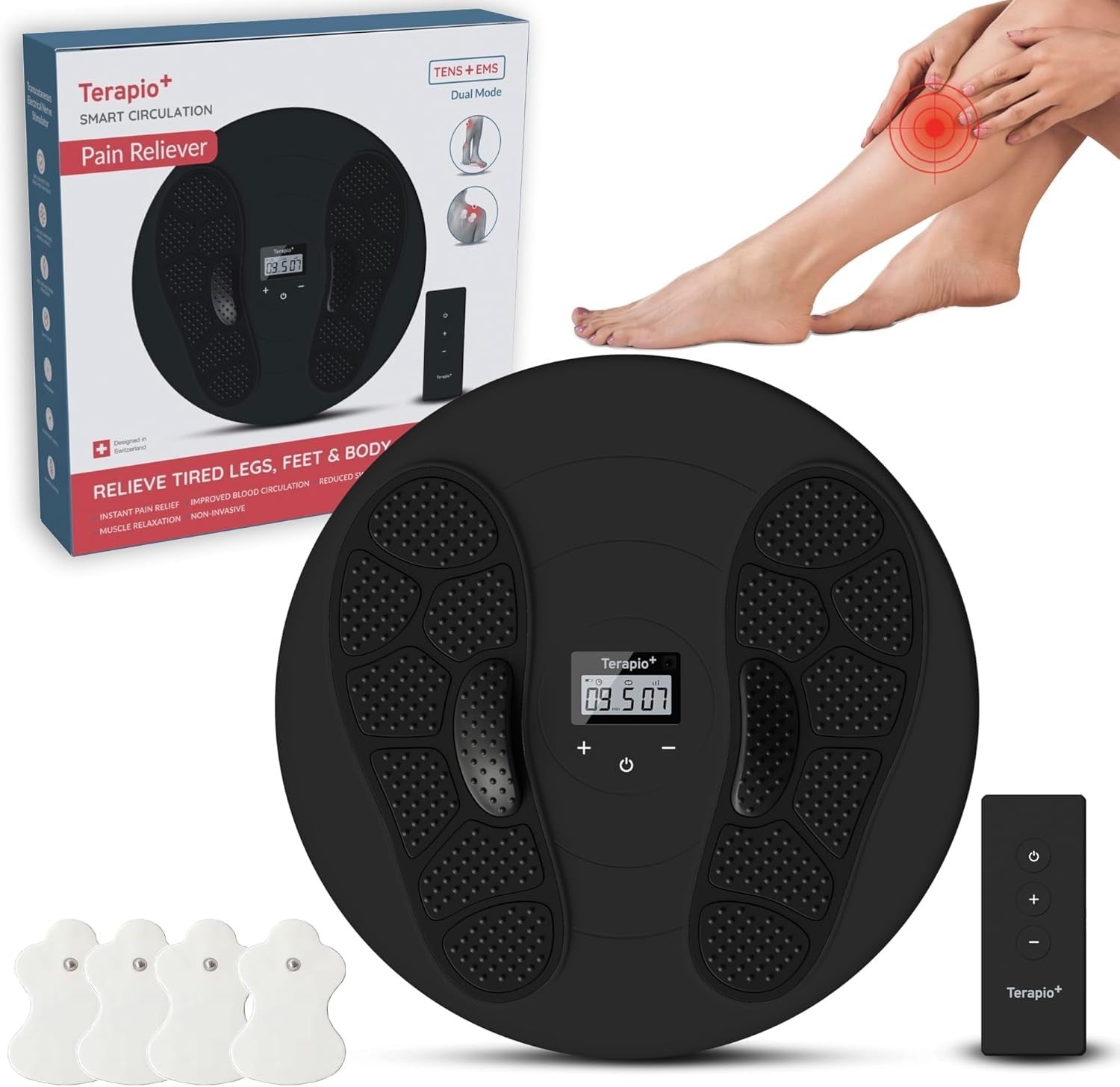 Smart Foot & Leg Massager with EMS & TENS for Pain Relief & Circulation