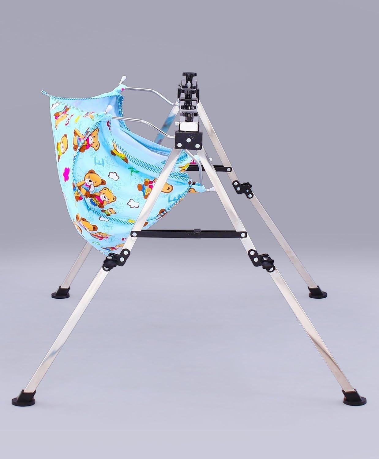 Foldable Baby Cradle Swing Stainless Steel Frame with Storage Bag Portable