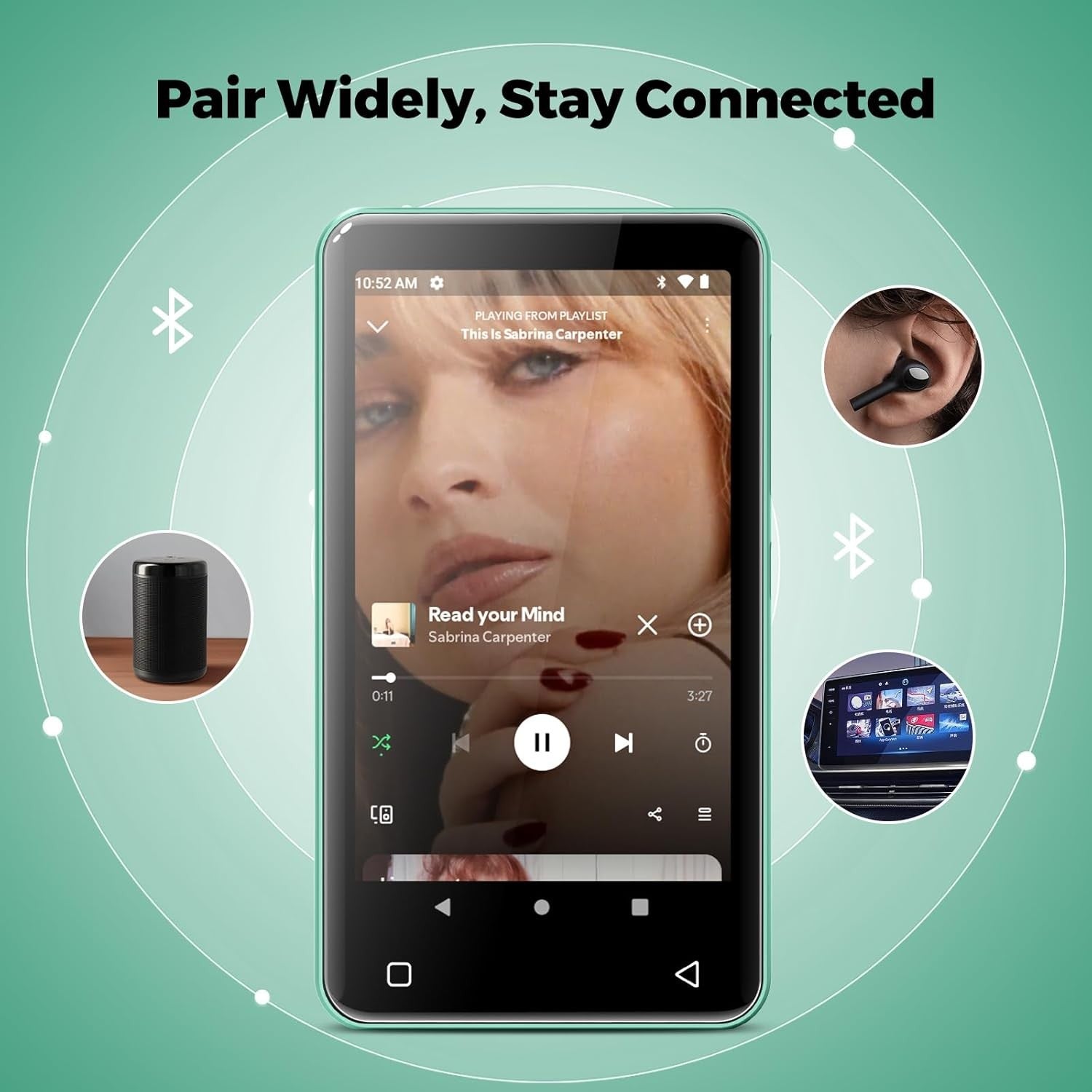 80GB MP3 Player WiFi Bluetooth 4.0" Touch Screen Green