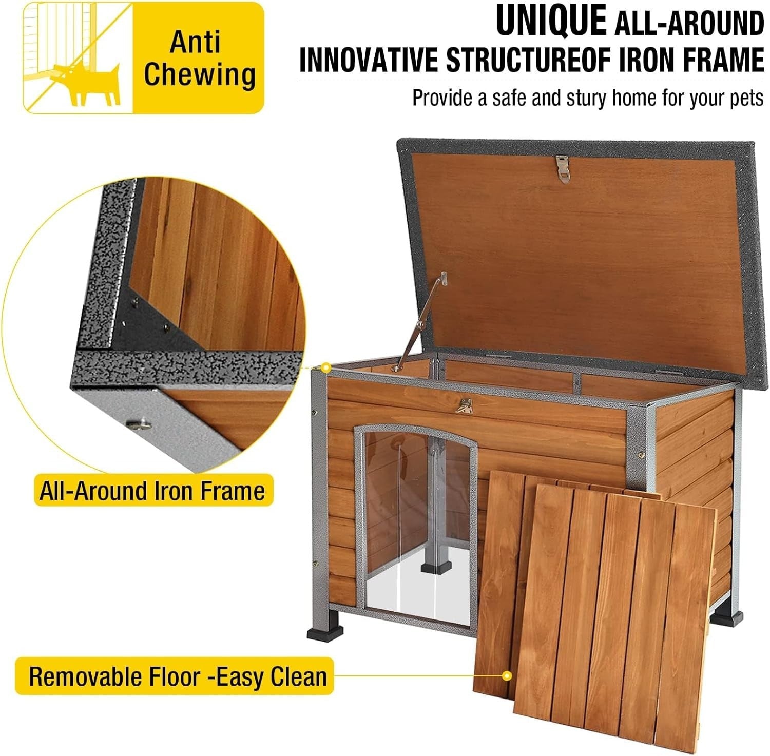 Large Waterproof Outdoor Dog House with Insulated Liner & Raised Legs