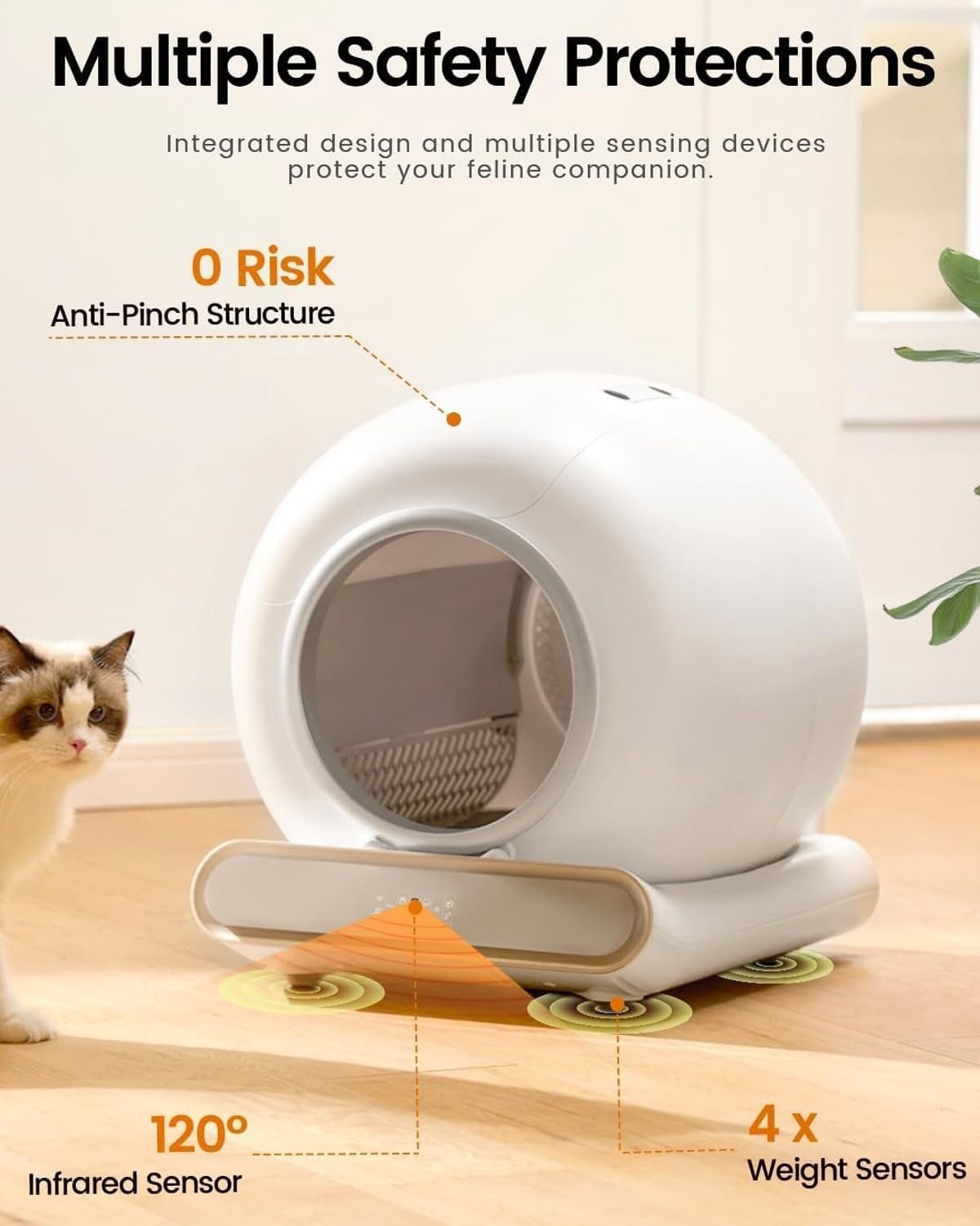 Extra Large Self Cleaning Cat Litter Box Auto Smart APP Control 65L