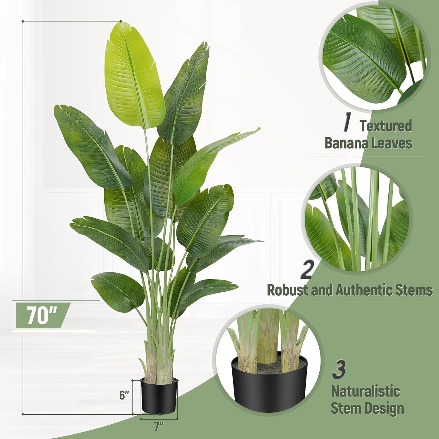 Set of 2 Bird of Paradise Plants 180cm Lifelike Indoor Potted Tropical Banana