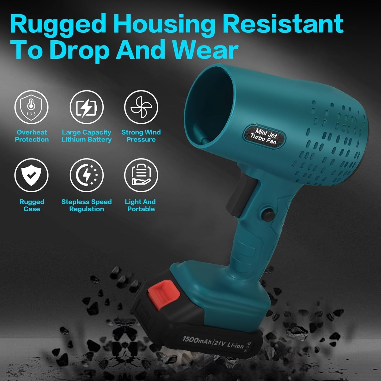 Cordless Leaf Blower 21V Brushless Turbo Jet Handheld Variable Speed