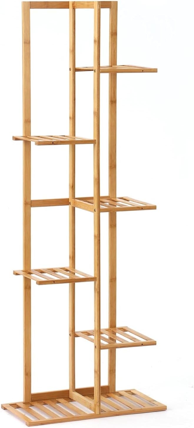 6 Tier Wooden Plant Stand 7 Pots Tall Indoor Outdoor Ladder Flower Shelf Rack