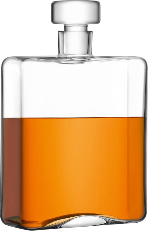 Luxury Handmade 1L Whisky Decanter Clear Oblong Mouthblown Glass Gift