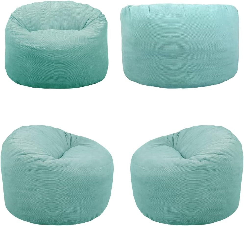 Green Corduroy Bean Bag Chair 100cm – Soft Foam Seat for Adults & Kids
