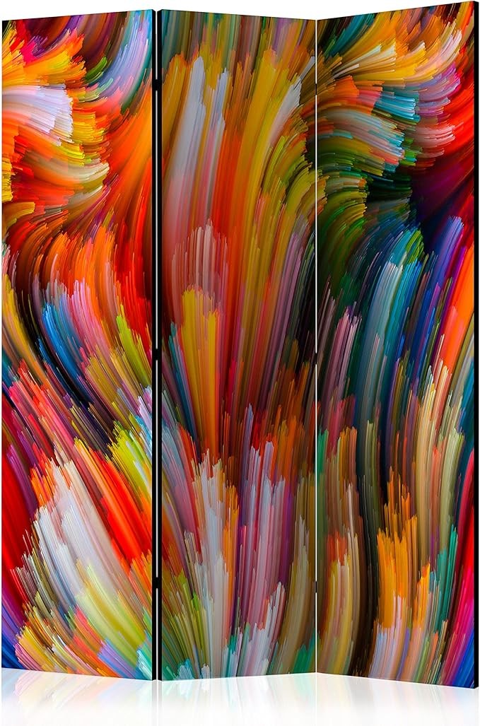 Abstract Colourful Folding Room Divider 3 Panel Acoustic Canvas Privacy Screen