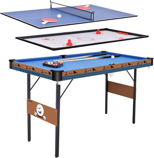 55 Inch 3 in 1 Folding Game Table Pool Hockey Tennis Combo Set