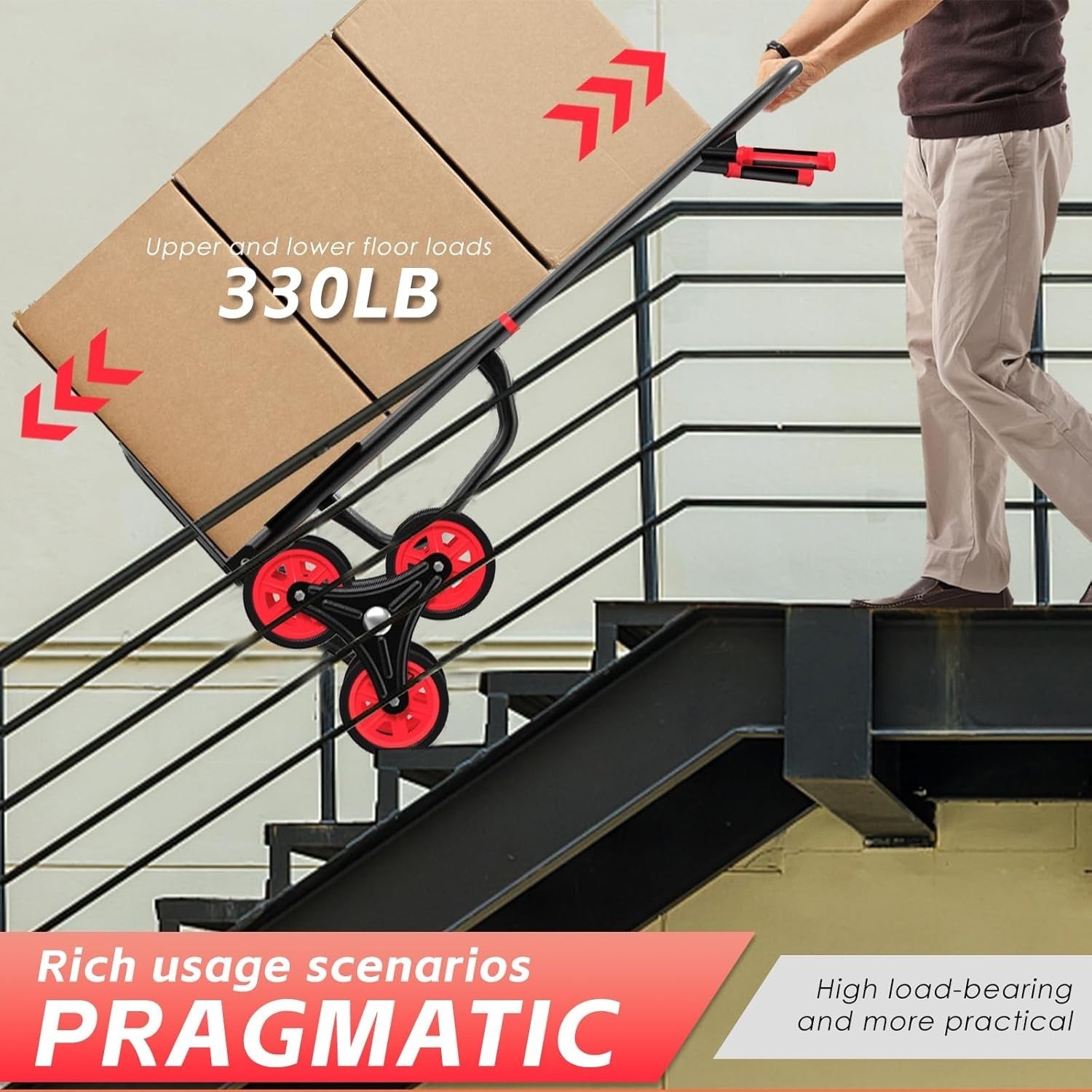 Stair Climbing Hand Truck 440lb Heavy Duty Folding Dolly 6 Wheels