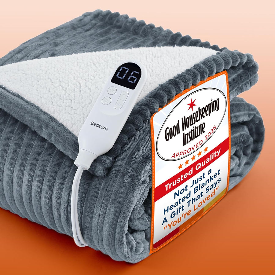 Electric Heated Throw Blanket 6 Heat Timer Overheat Protection Soft Flannel