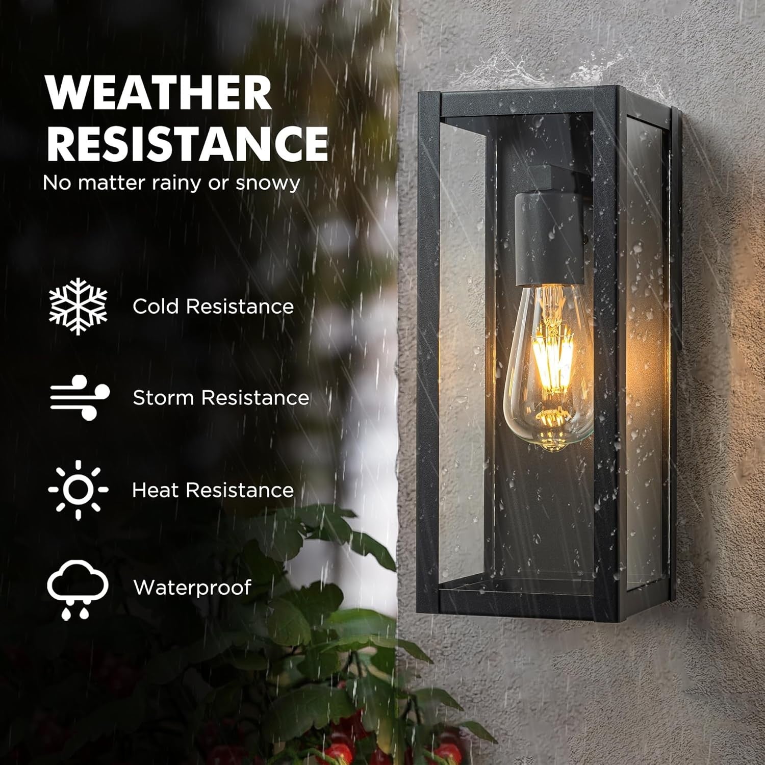 Outdoor Wall Lantern Lights IP44 Waterproof Glass Porch Garden Lamp