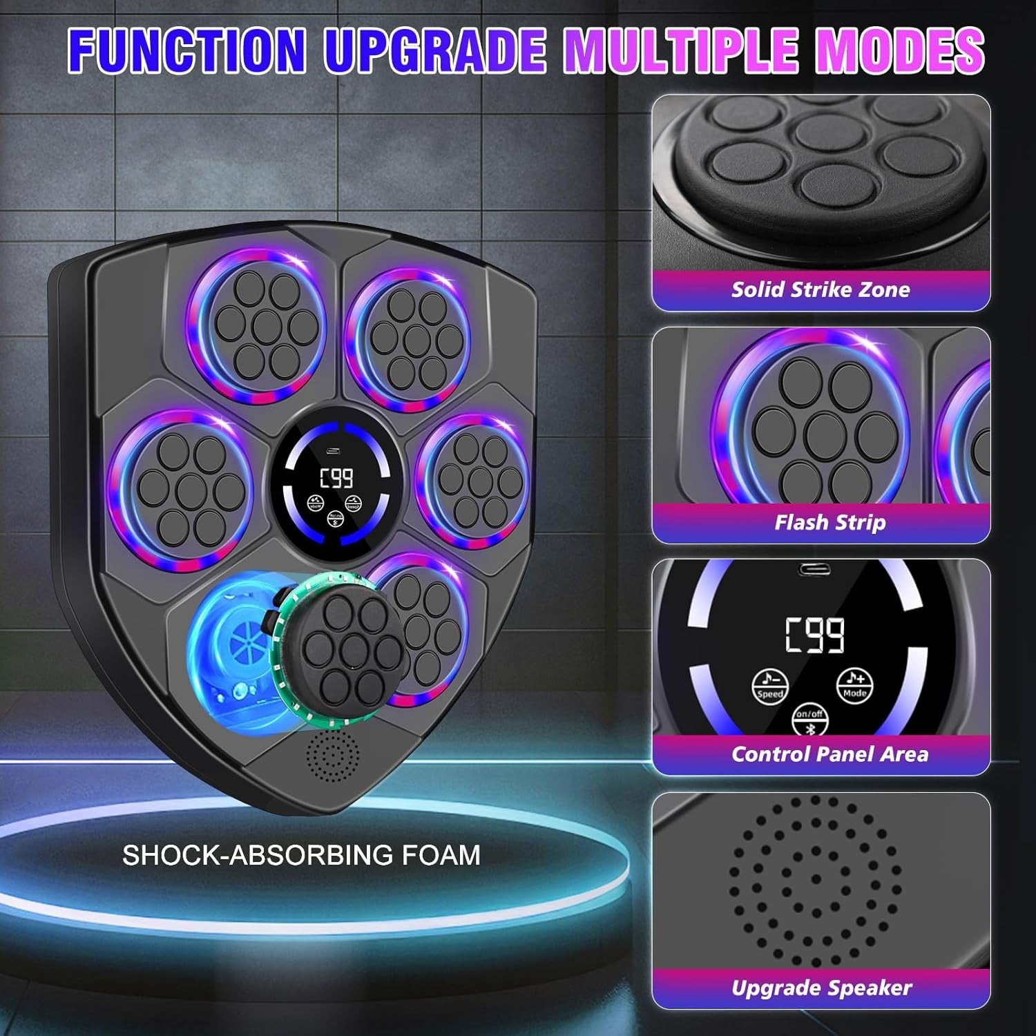 Music Boxing Machine Bluetooth LED Wall Mount Punch Home Gym