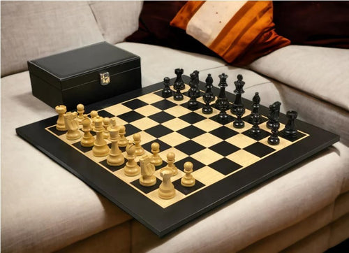 Luxury Anegre Wooden Chess Set with Weighted Pieces & Storage Case