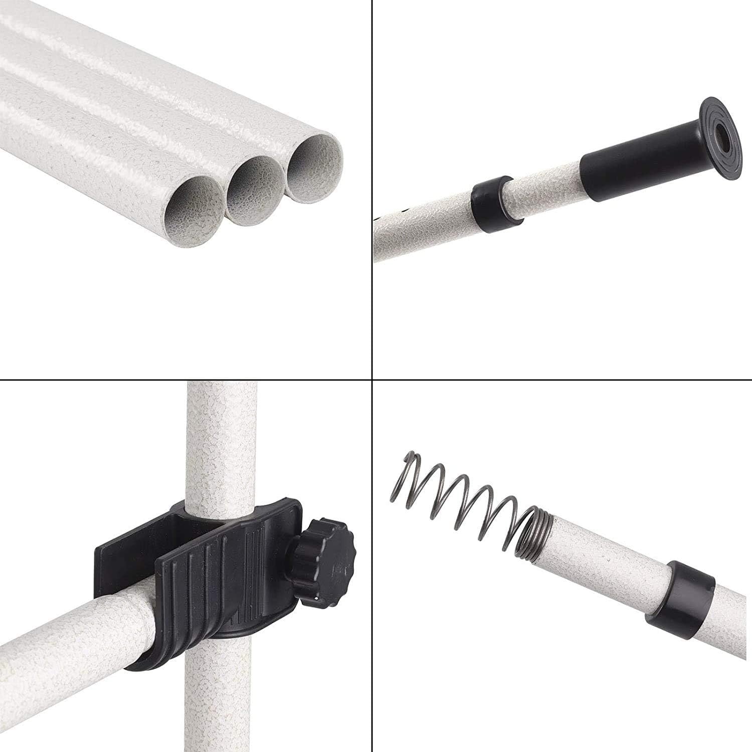 Adjustable Hanging Clothes Rail with 2 Bars White 270–320cm