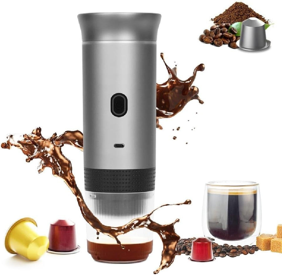 3-in-1 Portable Espresso Maker Self-Heating Travel Coffee Machine for Pods