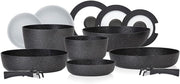 13pcs Black Non Stick Cookware Set  Stackable Pans with Detachable Handle