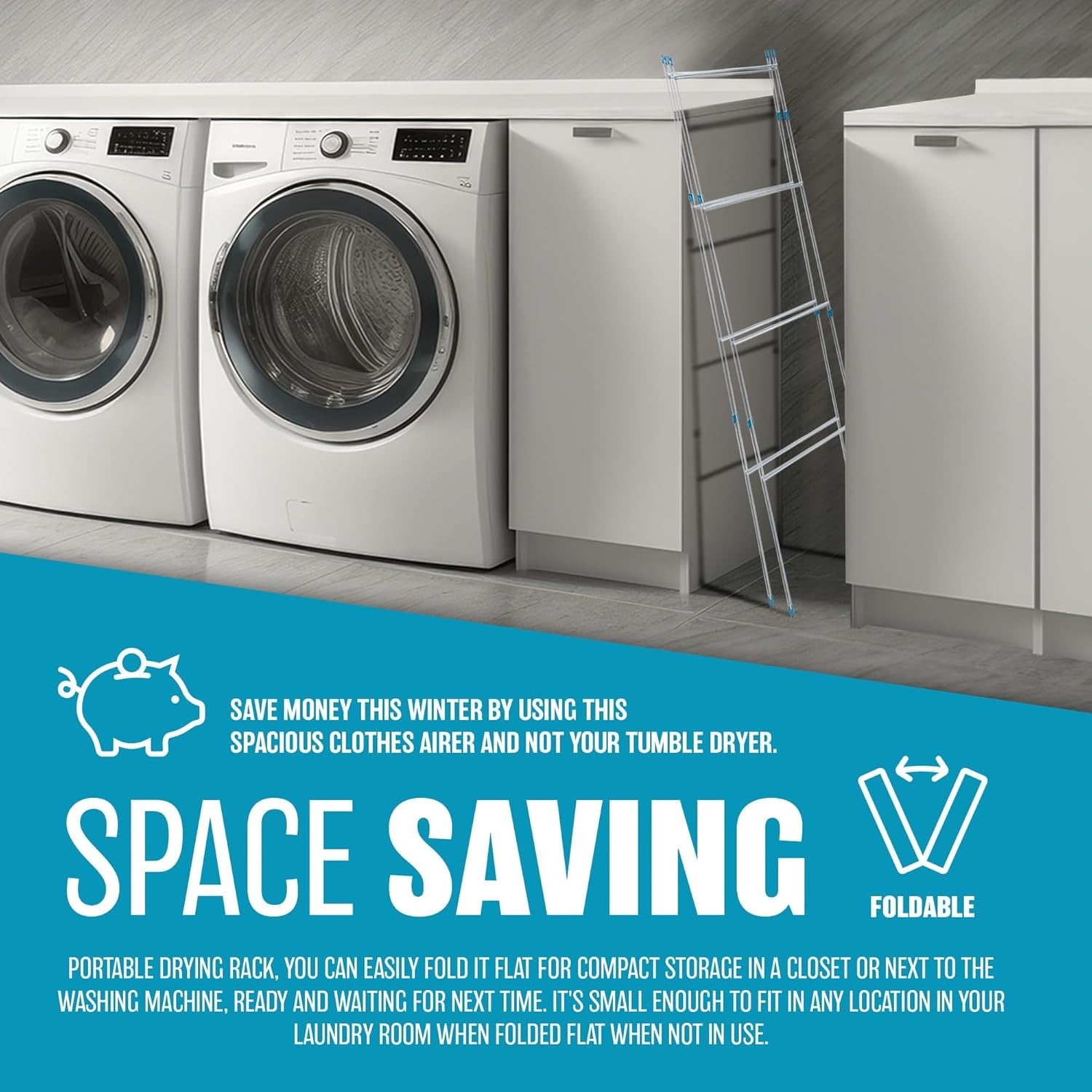 Triple Panel Clothes Airer Folding Laundry Drying Line Large Indoor Outdoor