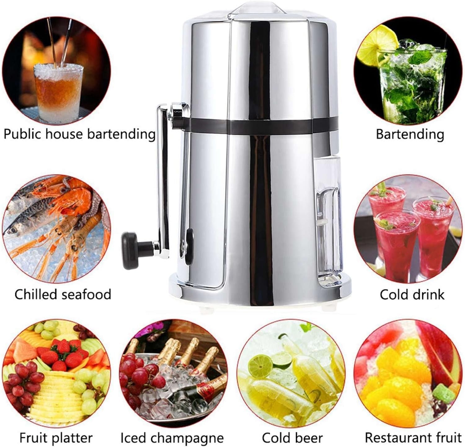 Manual Ice Crusher Shaved Ice Maker Stainless Steel Hand Crank Snow Cone