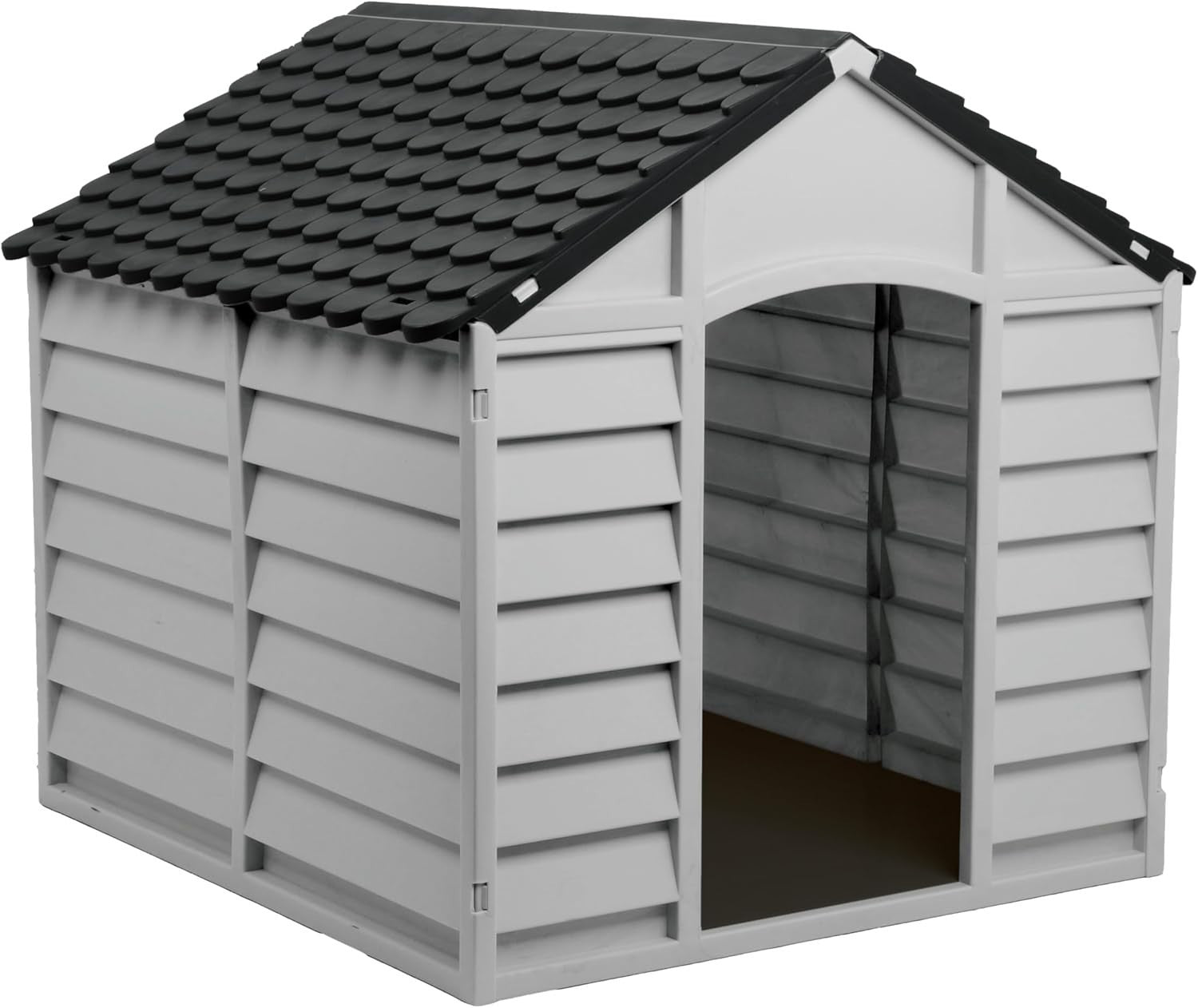 Large Grey Outdoor Dog Kennel Shelter Weatherproof Easy Assemble Clean