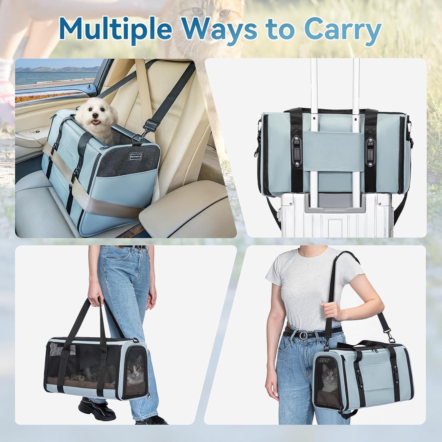 Large Cat Car Carrier Escape Proof Travel Seat Airline Approved