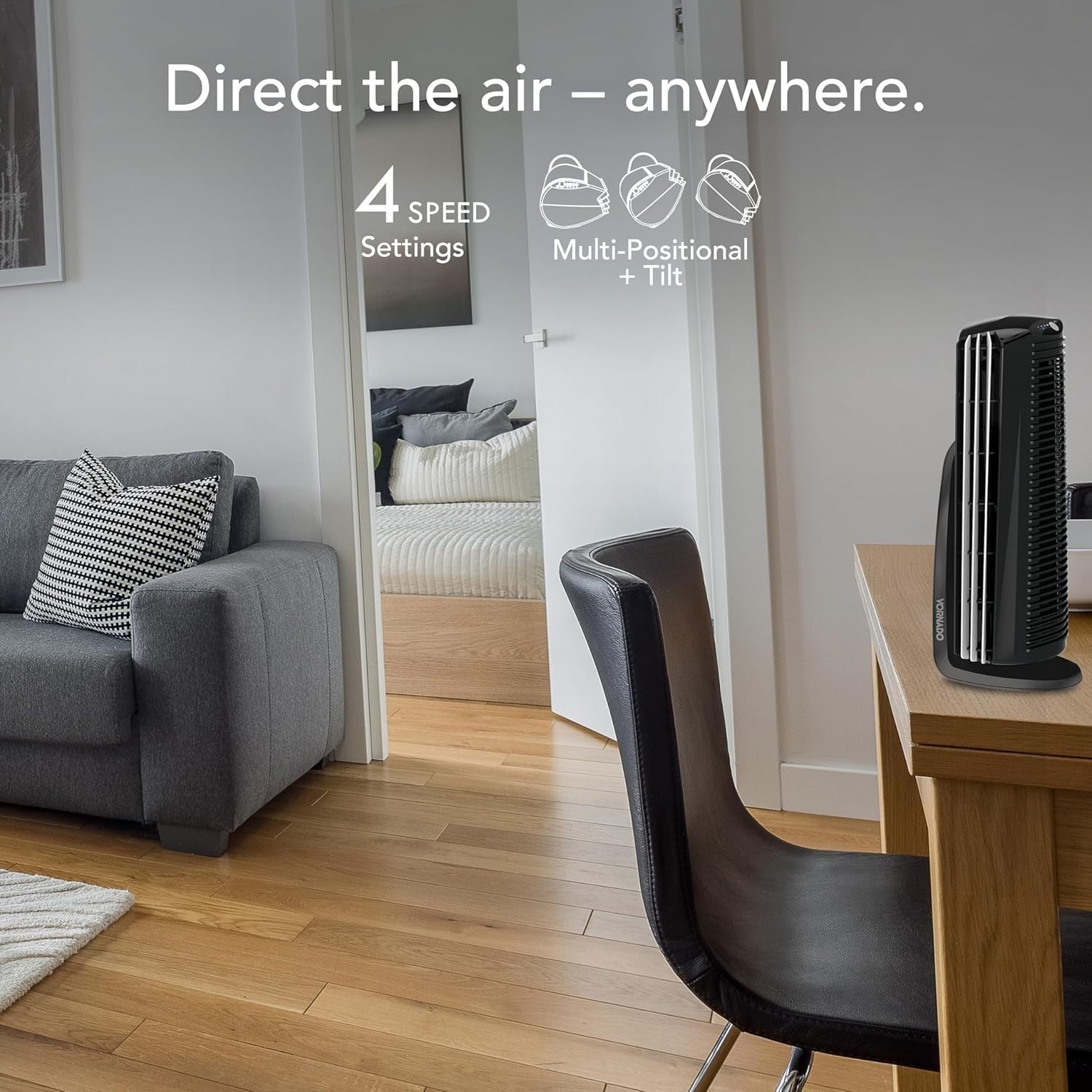Tower Air Circulator Fan – 4 Speed Quiet Cooling Adjustable Tilt for Home Office