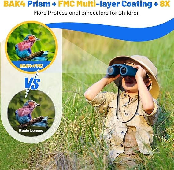 8x32 Fixed Focus HD Binoculars Kids Outdoor Bird Watching Sports Travel Blue