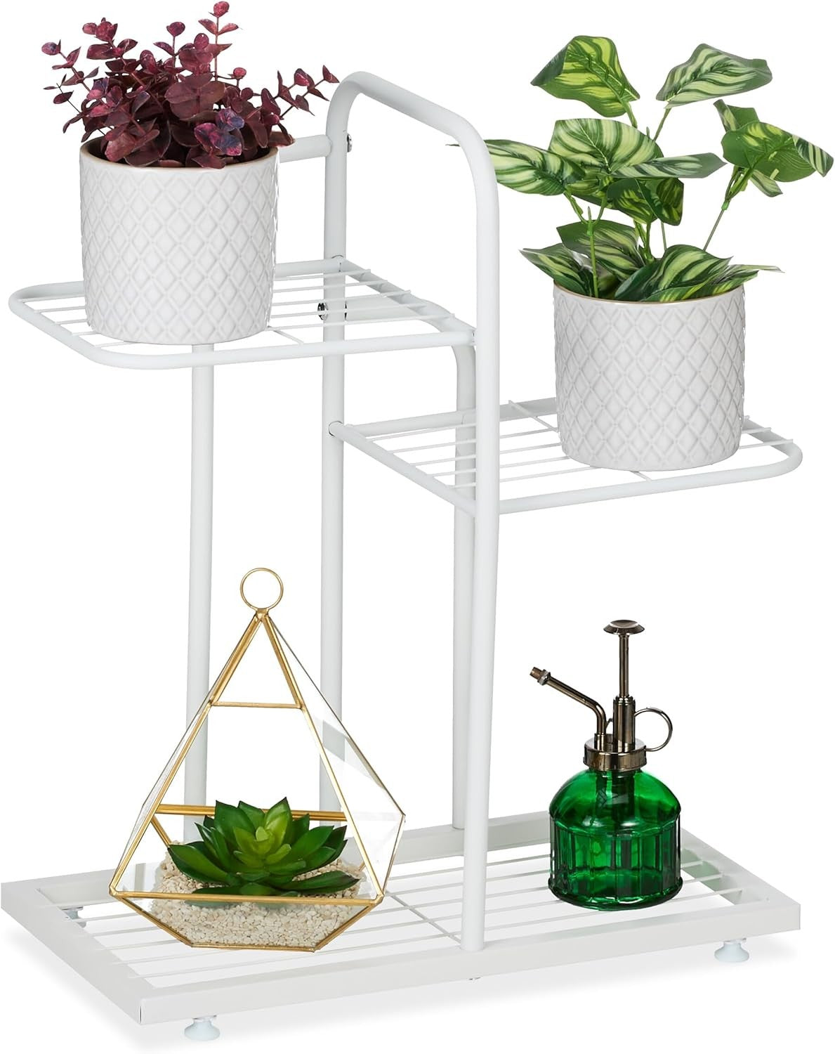 3 Tier White Metal Plant Stand  Indoor Outdoor Flower Pot Shelf Display Rack