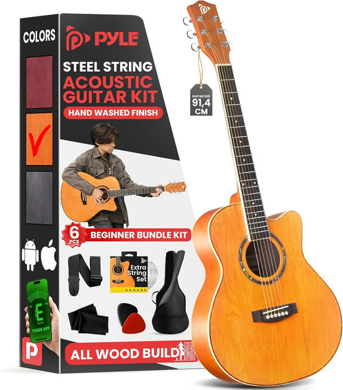 3/4 Size Acoustic Guitar Starter Kit Cutaway Orange with Bag & Accessories