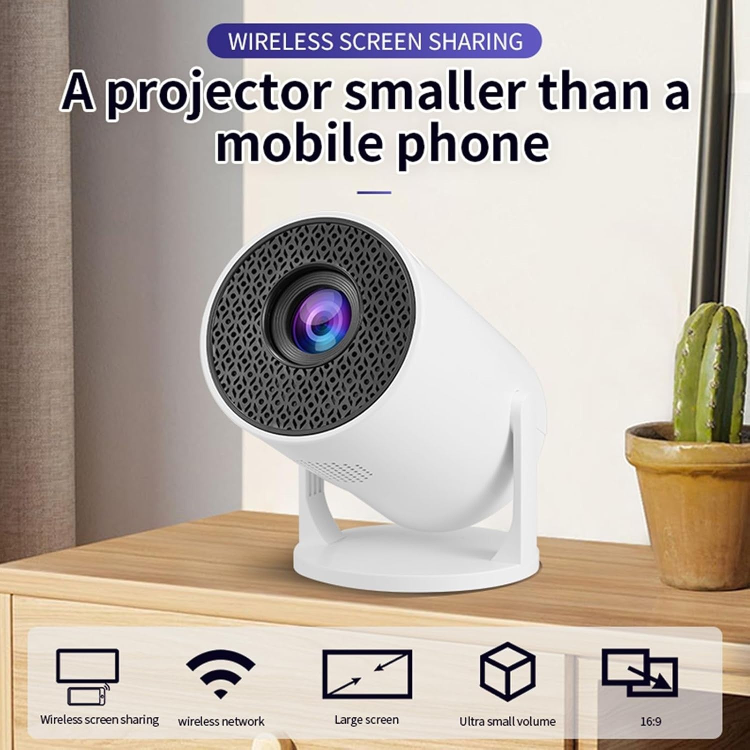 1080P Mini Projector WiFi Bluetooth Portable Outdoor Home Cinema 150”