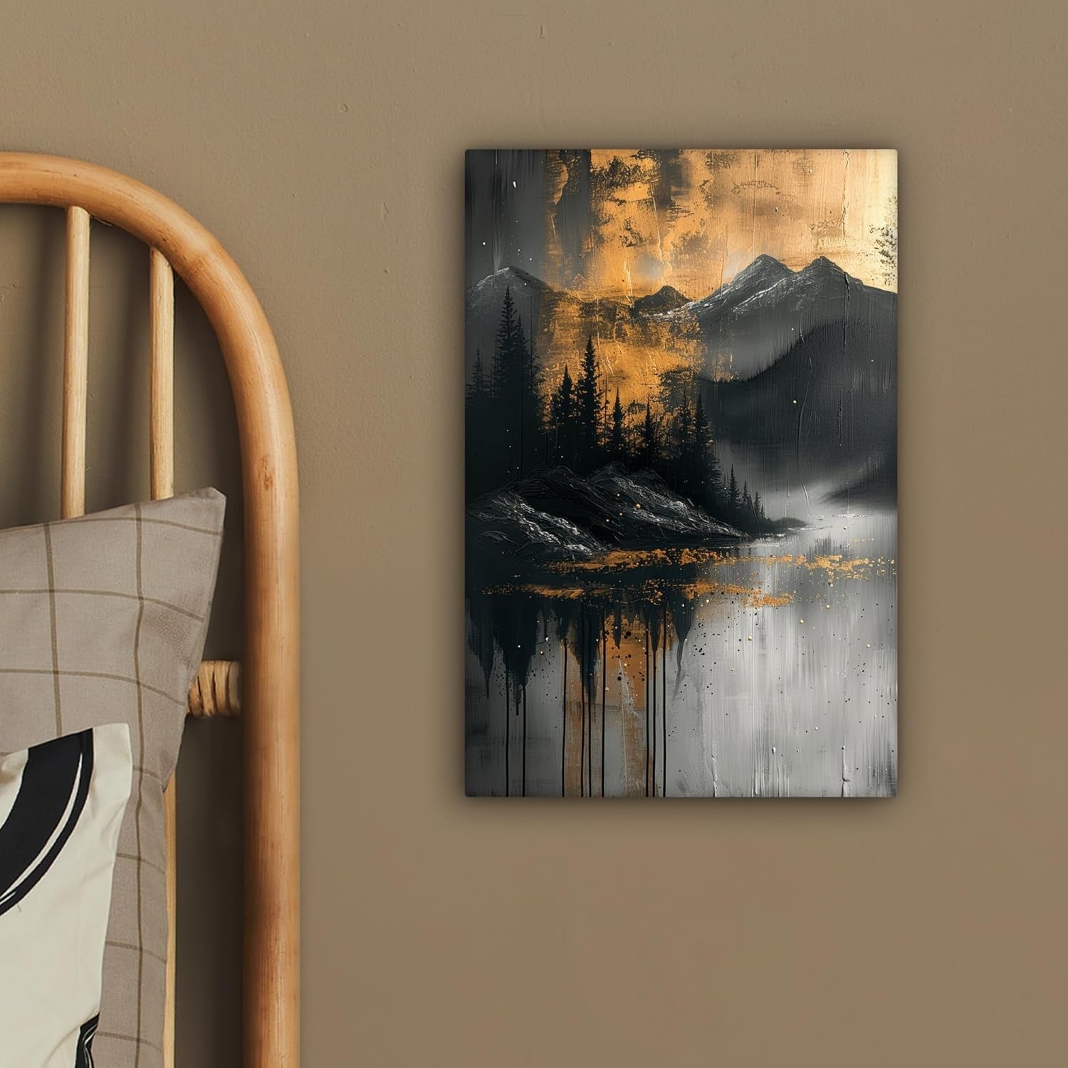 Gold Black Forest Canvas Wall Art 20x30cm Framed Modern Print