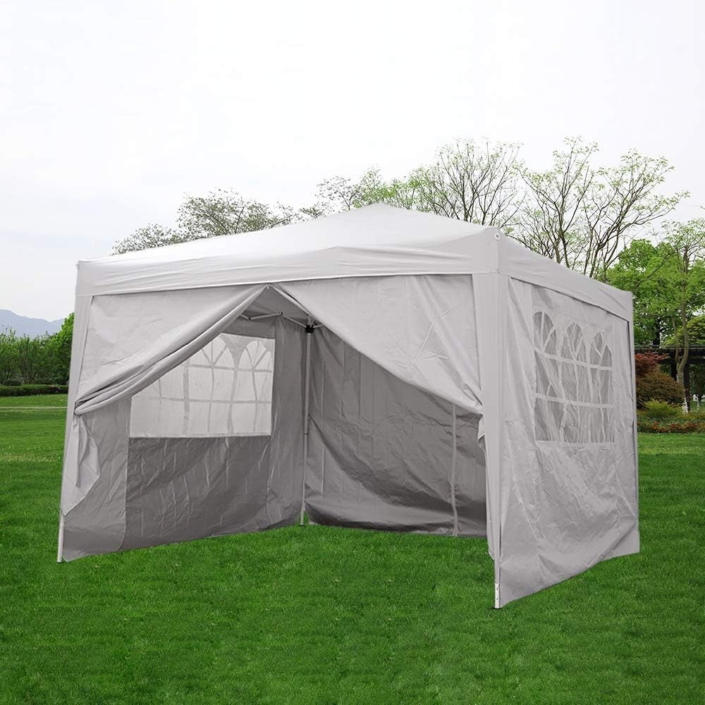 3x3M White Gazebo Outdoor Marquee Garden Party Tent with 4 Sidewalls & Carry Bag