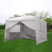 3x3M White Gazebo Outdoor Marquee Garden Party Tent with 4 Sidewalls & Carry Bag
