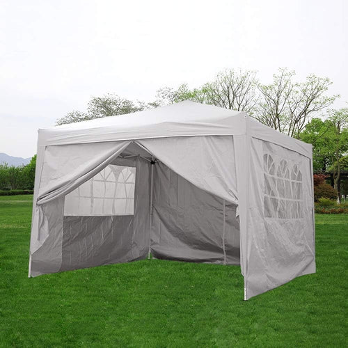 3x3M White Gazebo Outdoor Marquee Garden Party Tent with 4 Sidewalls & Carry Bag