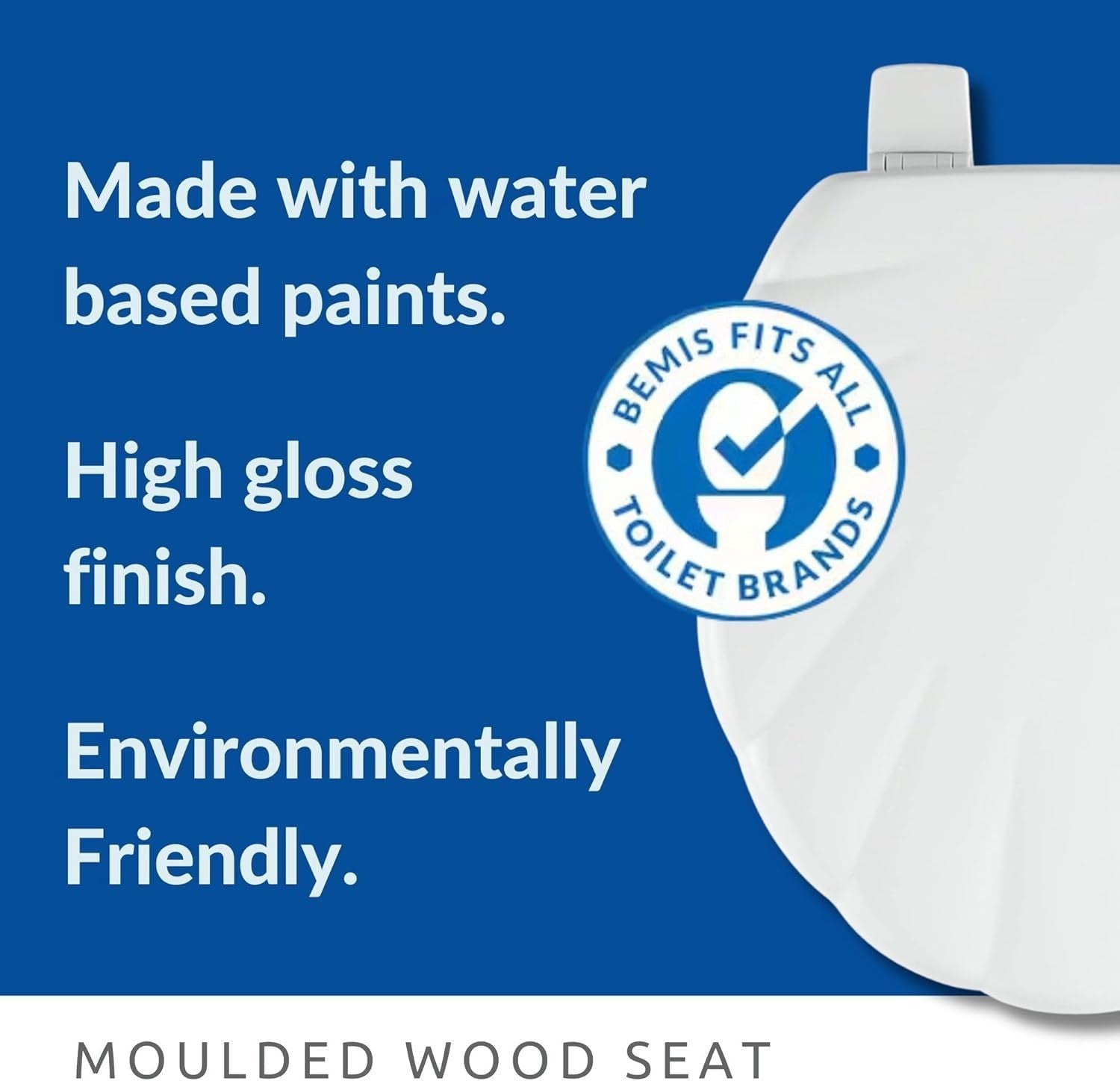 Shell Ultra-Fix Toilet Seat White Wooden Soft Close Easy Clean 155mm