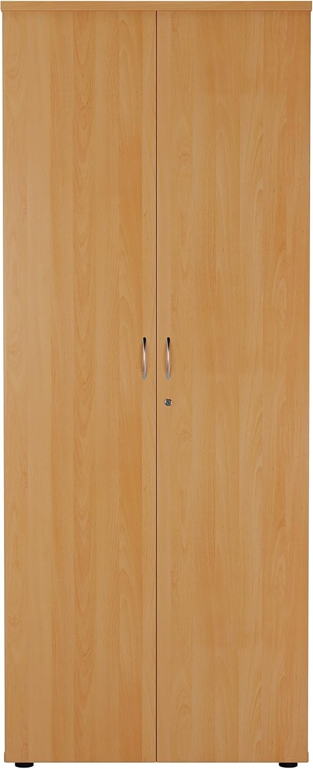 Beech Tall Office Cupboard 4 Shelf Lockable 200cm Storage Unit