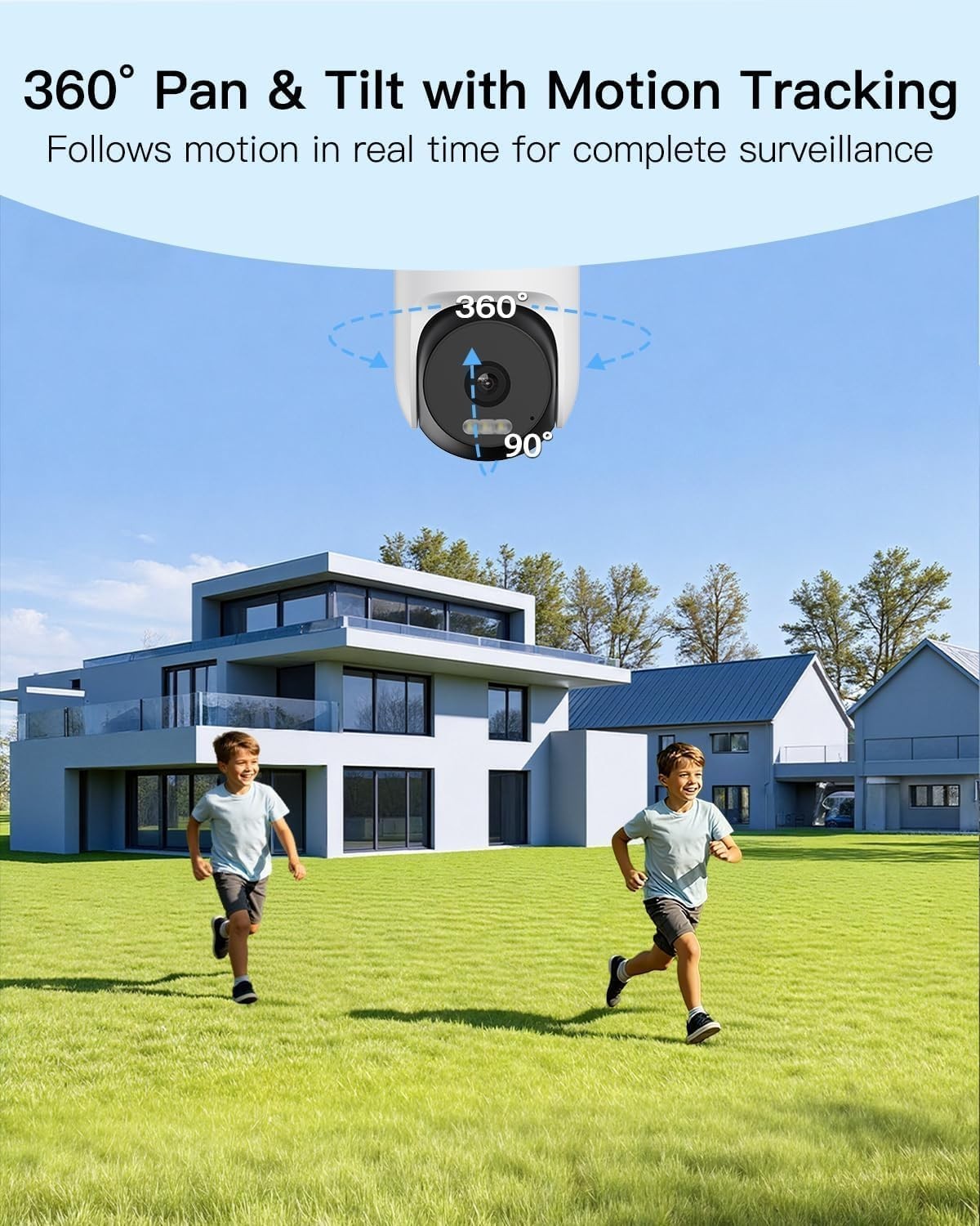 2.5K 4MP PTZ WiFi Security Camera Outdoor 360° AI Tracking Alexa