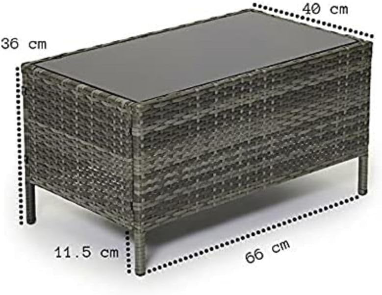 Outdoor Rattan Patio Set 2 Chairs + 2-Seater Sofa & Glass Coffee Table