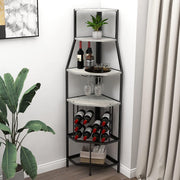 Corner Wine Rack Bar Cabinet with Glass Holder & 5-Tier Display Shelves for Home