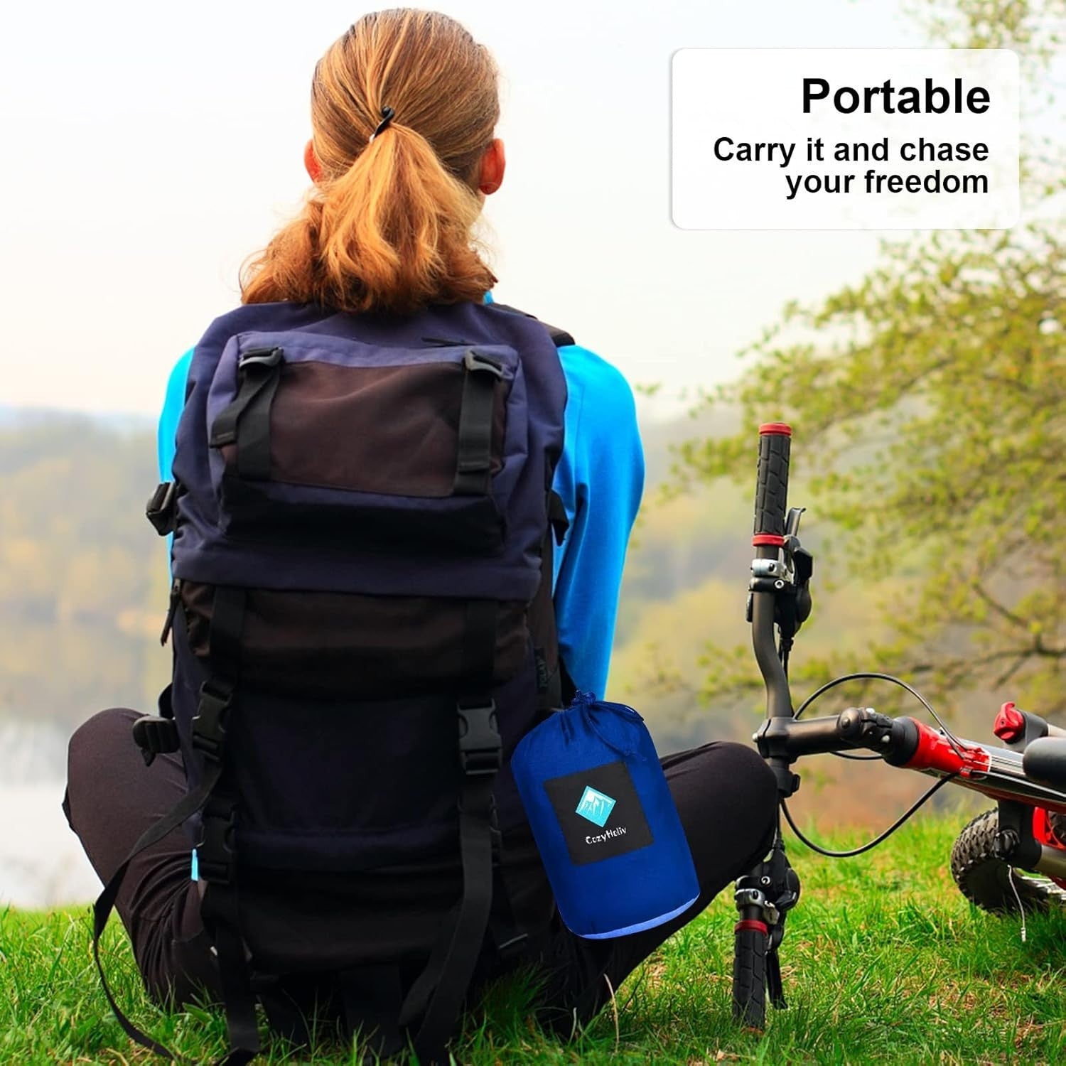 Ultralight Portable Camping Hammock with Tree Straps Breathable Setup Black-Grey