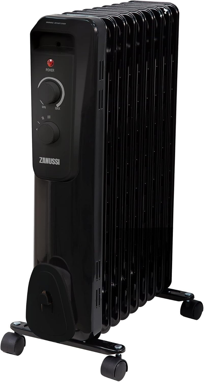 Portable 2000W Oil Filled Radiator Heater 9 Fin Adjustable Thermostat