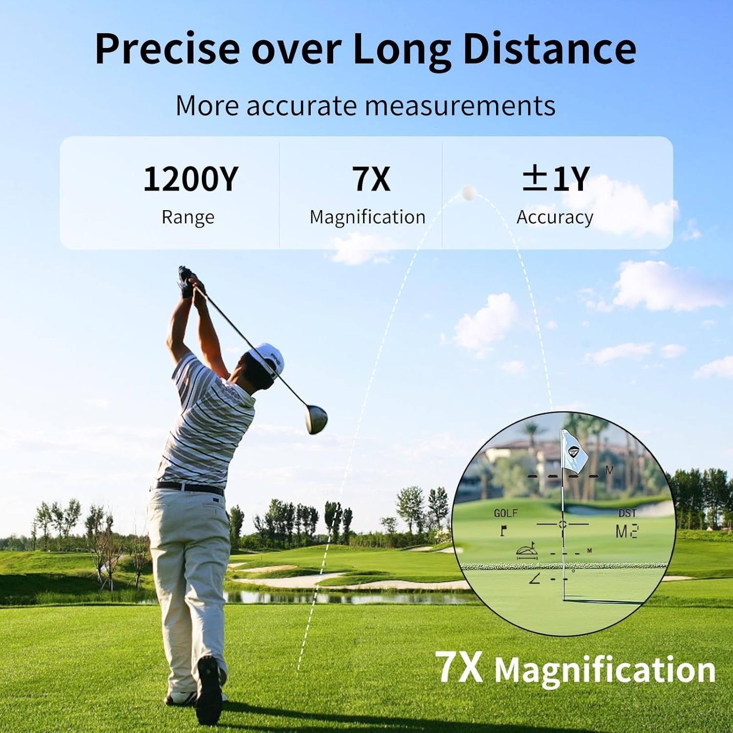 Golf Rangefinder 1200Y Slope Flag Lock Vibration Rechargeable Waterproof