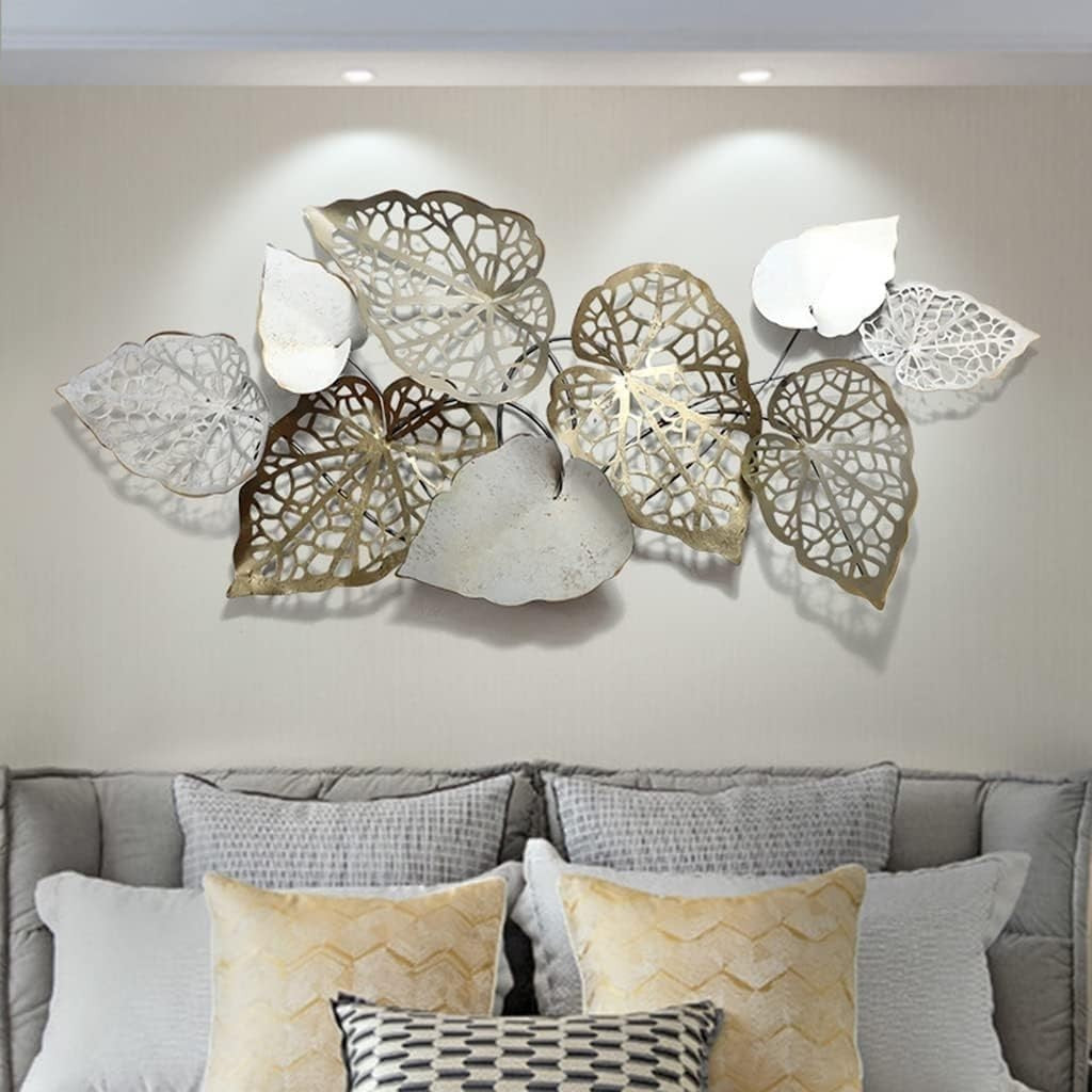 Large Metal Leaves Wall Art Sculpture 143cm Luxury Modern Living Room Decor