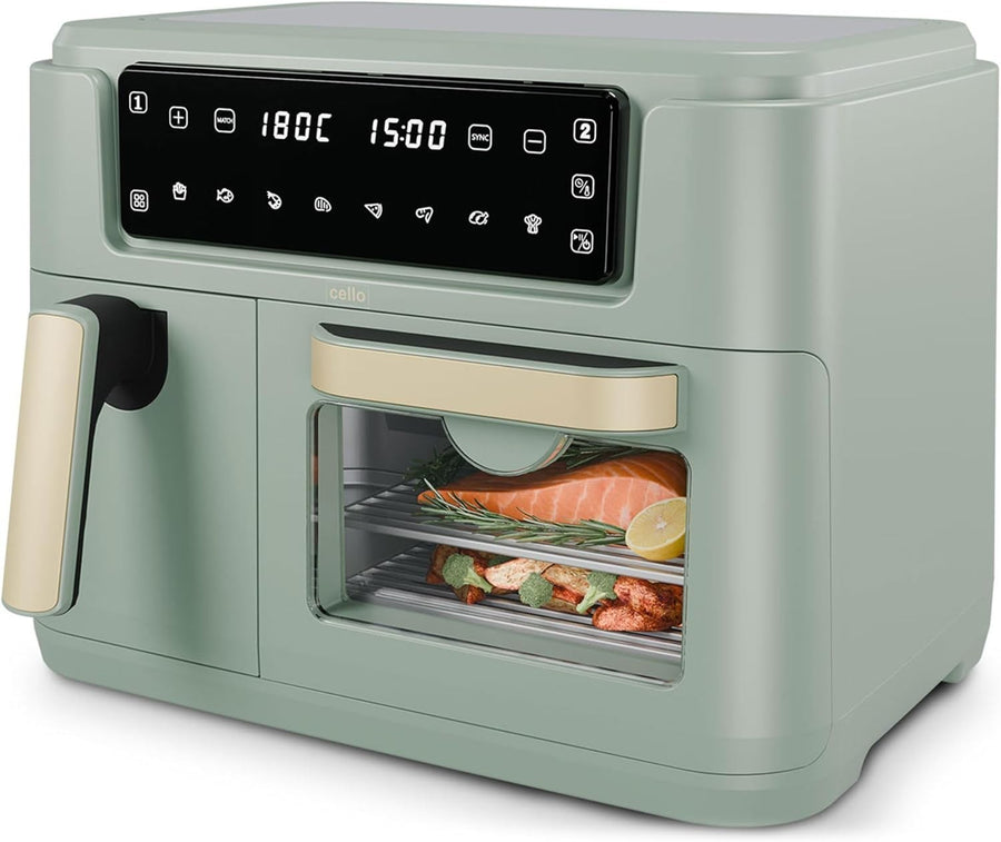 11L Dual Zone Air Fryer 2400W | 3.5L + 7.5L Drawers | 8-in-1 | Sage Green