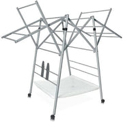 Indoor Clothes Airer 11m Drying Space Folding Winged Laundry Rack Silver