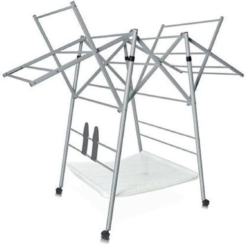 Indoor Clothes Airer 11m Drying Space Folding Winged Laundry Rack Silver